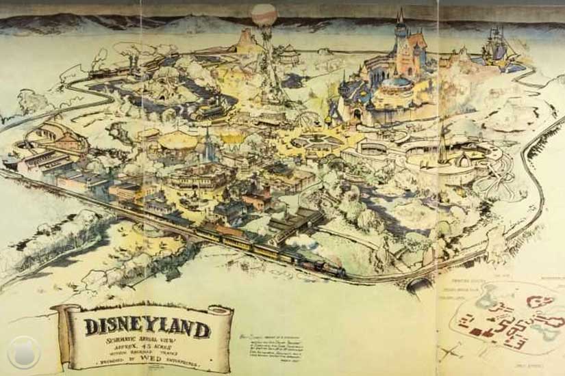 El primer mapa de Disneyland, dibujado por Walt Disney